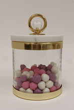 Load image into Gallery viewer, Canister with Marble Lid and Clear Ball Knob (3 Size Options)