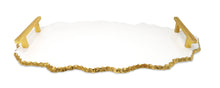 Load image into Gallery viewer, White Marble Platter with Gold Handles - 19.25"L