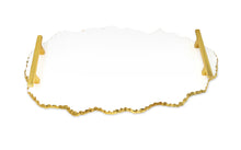 Load image into Gallery viewer, White Marble Platter with Gold Handles - 19.25"L