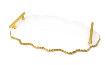 Load image into Gallery viewer, White Marble Platter with Gold Handles - 19.25"L