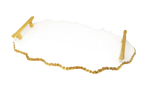 Load image into Gallery viewer, White Marble Platter with Gold Handles - 19.25"L