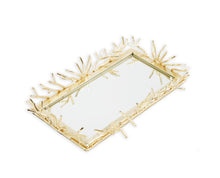 Load image into Gallery viewer, Rectangular Decorative Mirrror Tray with Gold Design Border
Medium