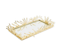Load image into Gallery viewer, Rectangular Decorative Mirrror Tray with Gold Design Border
Medium