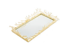 Load image into Gallery viewer, Rectangular Decorative Mirrror Tray with Gold Design Border
Medium