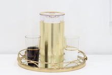 Load image into Gallery viewer, Round Mirror Tray With Nickel Leaf Design - 11.25"D X 2"H