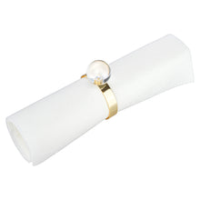 Load image into Gallery viewer, S/4 Napkin Rings Gold with Clear Ball Detail - 2"
