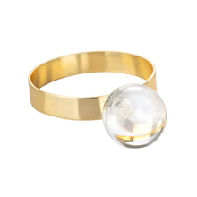 Load image into Gallery viewer, S/4 Napkin Rings Gold with Clear Ball Detail - 2"