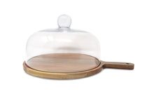Load image into Gallery viewer, Glass Cake Dome on Wooden Board Base