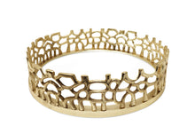 Load image into Gallery viewer, Round Gold Mirror Tray with Lace Design, 12"D