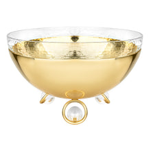 Load image into Gallery viewer, Salad Bowl with Glass Insert Gold and Clear Ball Legs - 11"D