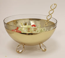 Load image into Gallery viewer, Salad Bowl with Glass Insert Gold and Clear Ball Legs - 11"D