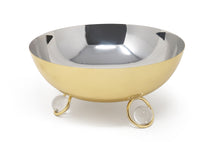 Load image into Gallery viewer, Large Salad Bowl Silver Inner Gold Outer with Ball Legs