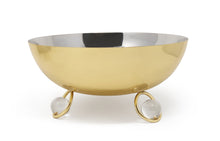 Load image into Gallery viewer, Salad Bowl Silver Inner Gold Outer with Ball Legs - 9.1"D