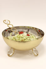 Load image into Gallery viewer, Large Salad Bowl Silver Inner Gold Outer with Ball Legs