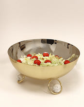 Load image into Gallery viewer, Salad Bowl Silver Inner Gold Outer with Ball Legs - 9.1"D