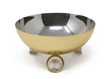 Load image into Gallery viewer, Large Salad Bowl Silver Inner Gold Outer with Ball Legs