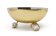 Load image into Gallery viewer, Large Salad Bowl Silver Inner Gold Outer with Ball Legs