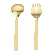 Load image into Gallery viewer, S/2 White Salad Server with Gold Rim and Back
