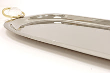 Load image into Gallery viewer, Oval Tray with Ball and Gold Ring Handles - 23.2"