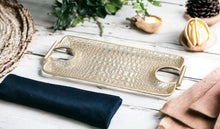 Load image into Gallery viewer, Gold Crocodile Hammered Serving Tray, 12.5"L