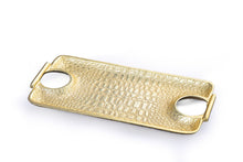Load image into Gallery viewer, Gold Crocodile Hammered Serving Tray, 12.5"L