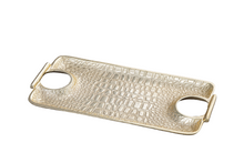 Load image into Gallery viewer, Gold Crocodile Hammered Serving Tray, 12.5"L