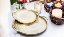 Load image into Gallery viewer, Gold Circular Serving Tray, 14.25"D