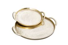 Load image into Gallery viewer, Gold Circular Serving Tray, 14.25"D