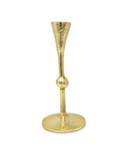 Load image into Gallery viewer, Set of 2 Gold Taper Candle Holders with Ball Design, 6.25"