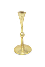 Load image into Gallery viewer, Set of 2 Gold Taper Candle Holders with Ball Design, 6.25"