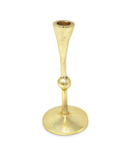 Load image into Gallery viewer, Set of 2 Gold Taper Candle Holders with Ball Design, 6.25"