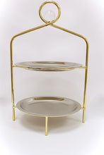 Load image into Gallery viewer, Silver 2 Tier Stand with Gold Frame and Ball Design - 16.5"H