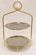 Load image into Gallery viewer, Silver 2 Tier Stand with Gold Frame and Ball Design - 16.5"H