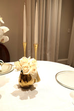 Load image into Gallery viewer, 3"D Set of 2 Gold Geometric Candlesticks