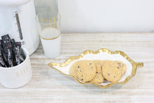 Load image into Gallery viewer, White Porcelain Leaf Dish Bowl with Gold Rim