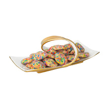 Load image into Gallery viewer, White Porcelain Double Snack Bowl with Gold