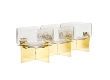 Load image into Gallery viewer, 3 Sectional Dish on Gold Block Base