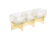 Load image into Gallery viewer, 3 Sectional Dish on Gold Block Base