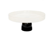Load image into Gallery viewer, White Glass Cake Plate on Black Stem