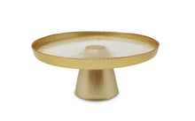 Load image into Gallery viewer, Glass Footed Cake Plate with Gold Rim