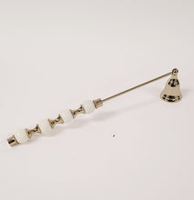 Load image into Gallery viewer, Gold Candle Snuffer White and Gold Beaded Handle