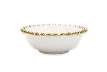 Load image into Gallery viewer, 4 Piece White Dinner Set Gold Beaded Border