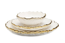 Load image into Gallery viewer, 4 Piece White Dinner Set Speckled Gold Design