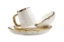 Load image into Gallery viewer, 4 Piece White Dinner Set Speckled Gold Design