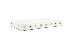 Load image into Gallery viewer, White Decorative Serving Tray With Shiny Gold Ball Design