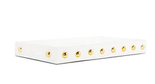 Load image into Gallery viewer, White Decorative Serving Tray With Shiny Gold Ball Design