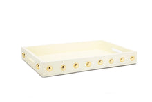 Load image into Gallery viewer, Beige Decorative Serving Tray With Shiny Gold Ball Design