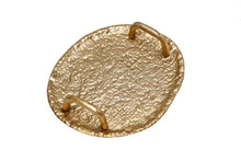 Load image into Gallery viewer, Textured Gold Round Tray with Handles