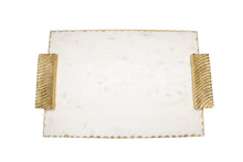 Load image into Gallery viewer, 16" Gold Marble Challah Tray with Decorative