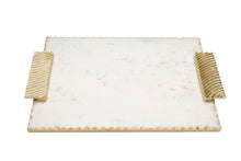 Load image into Gallery viewer, 16" Gold Marble Challah Tray with Decorative